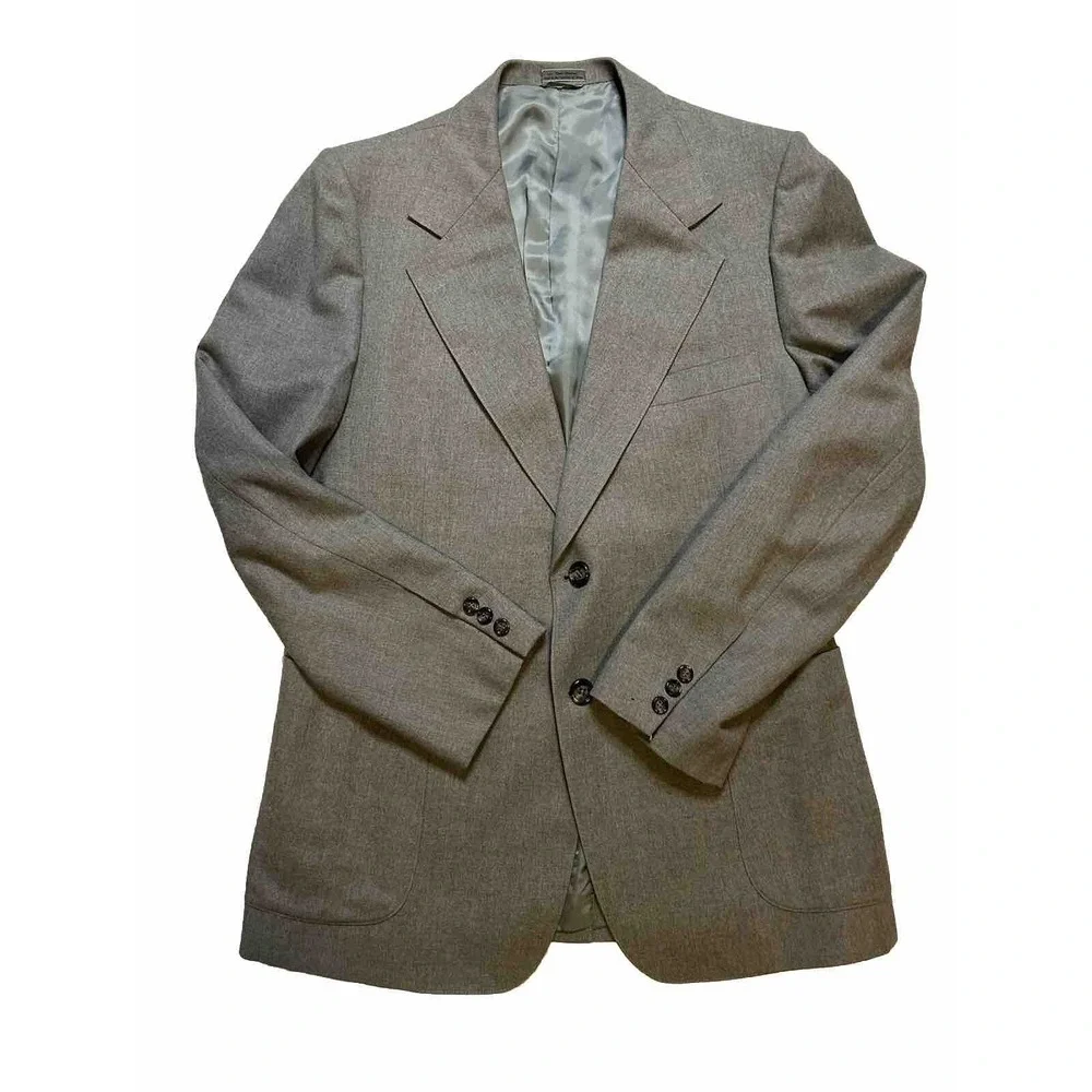Lucasini Men's 2 Piece Suit Jacket- Worsted Wool - Sport Coat & Vest - Size: 44R